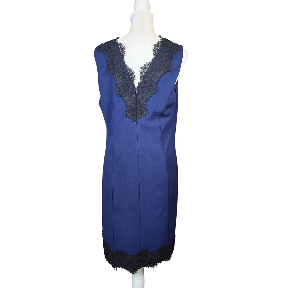 Charles Henry Sheath Dress Womens XL Royal Blue Black Eyelash Lace Trim Romantic